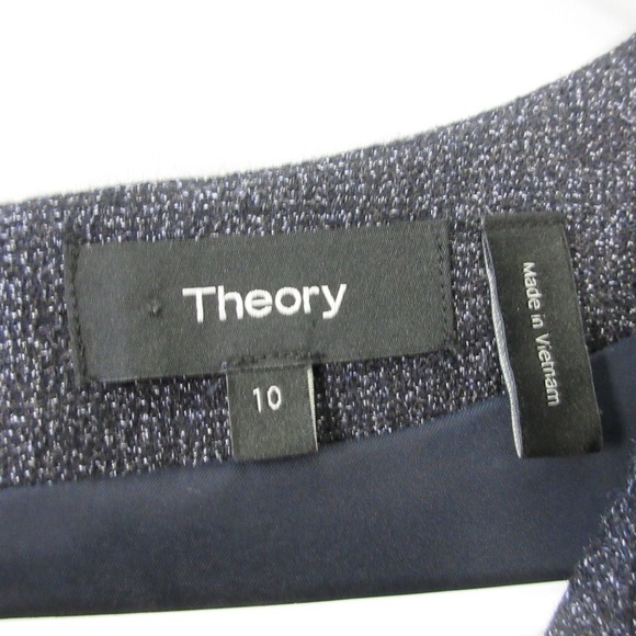 Theory Miyani Wool Blend Dress 10 V-Neck Blue Office Siren Sheath Mini 418 - Picture 2 of 11